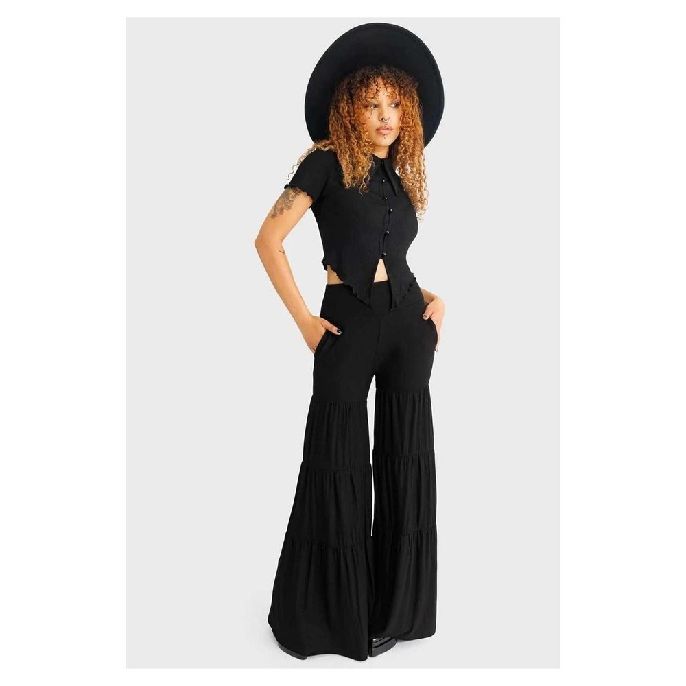 Killstar maleficum wide leg elastic wastband trousers XS